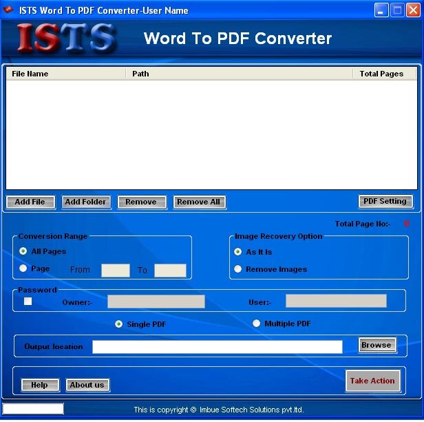 Creating PDF from Word Document screen shot